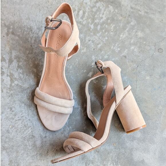 Madewell Rosalie Sand High-Heel Leather Suede Slingback Sandals, size 8 - Picture 1 of 4